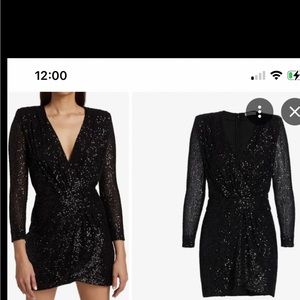 BRand New with tags Ramy Brook Brand New Sequin Black Mini Wrap Dress